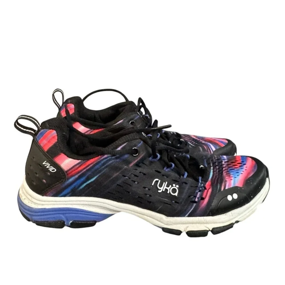 Ryka Vivid RZX Womens Training Shoes Black Pink Blue Abstract Sneakers 7